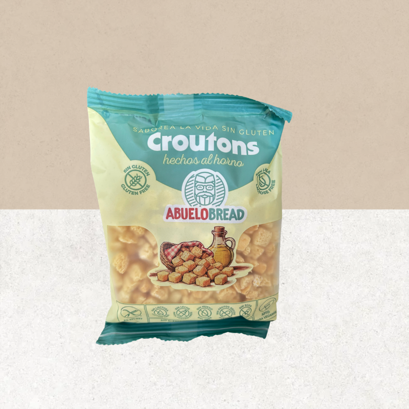 Sachet de mini croûtons pour gaspacho sans gluten et vegan - Abuelobread