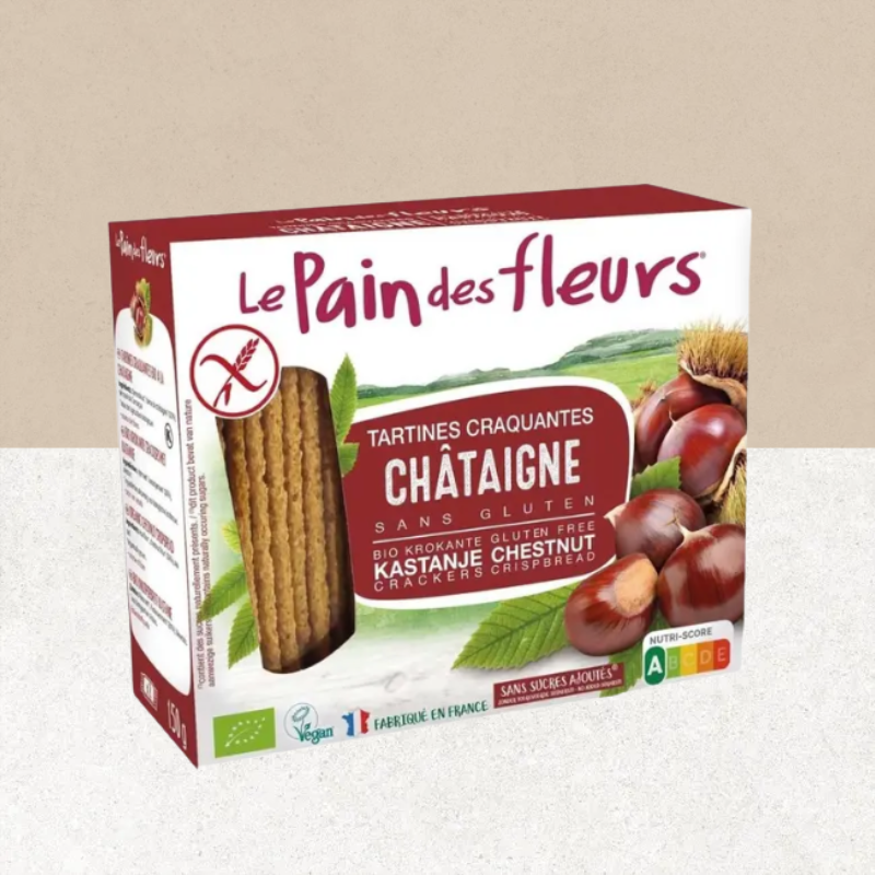 Paquet de Tartines craquantes sans gluten à la châtaigne, vegan et bio - Le Pain des Fleurs
