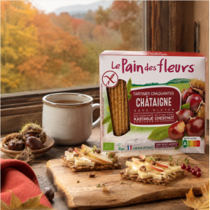 Suggestion de présentation des Tartines craquantes sans gluten à la châtaigne, vegan et bio - Le Pain des Fleurs