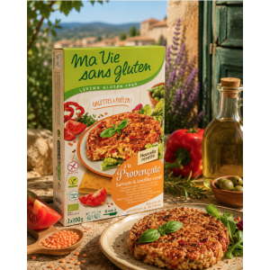 Suggestion de présentation de galettes à poêler à la Provençale sans gluten au sarrasin et lentilles corail - Ma Vie sans gluten