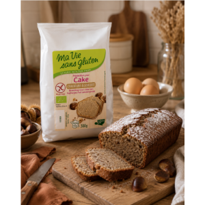 Suggestion de présentation du Mix préparation pour Cake sans gluten et bio châtaigne & souchet - Ma Vie sans gluten