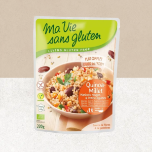 Sachet du plat complet sans gluten au quinoa, millet et légumes, bio et vegan - Ma Vie sans gluten