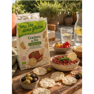 Suggestion de présentation des Crackers de Riz sans gluten à l'huile d'olive - Ma Vie sans gluten