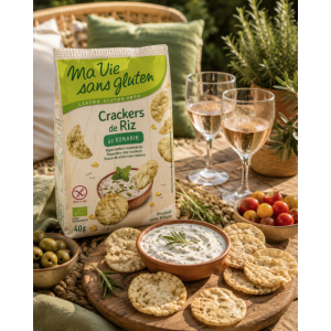Suggestion de présentation des Crackers de Riz sans gluten et bio au romarin - Ma Vie sans gluten