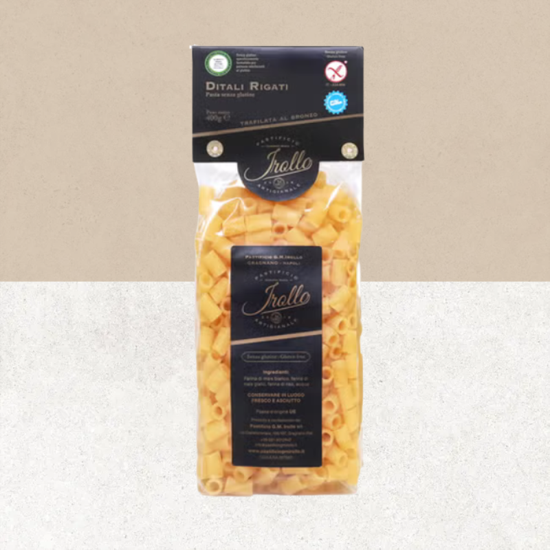Sachet de Pâtes artisanales Ditali Rigati sans gluten Maïs et riz - Irollo