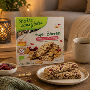 Suggestion de présentation des Super Barres céréales sans gluten au sésame, cranberries et pavot - Ma Vie sans gluten