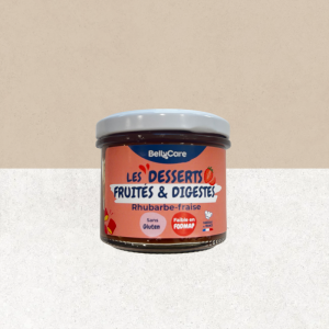 Pot de dessert fruité et digeste rhubarbe et fraise sans gluten - BellyCare