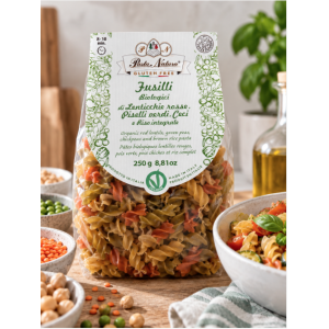 Suggestion de présentation des pâtes fusilli sans gluten aux légumineuses et riz complet - Pasta Natura