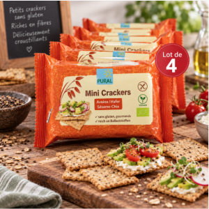 Suggestion de présentation des Mini Crackers sans gluten avoine, sésame et chia - Purall