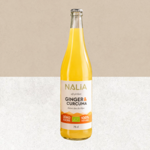 Bouteille de 75 cl de boisson pétillante bio Gingembre & Curcuma à partager – NALIA