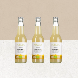 Lot de 3 bouteilles de soft pétillant ginger et baies de Timut 33 cl bio et naturellement sans gluten - NALIA