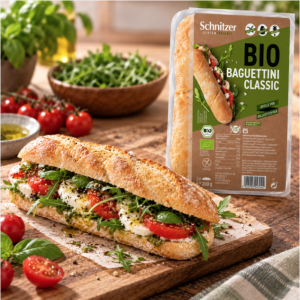 Suggestion de présentation d'une baguette classique bio sans gluten – Schnitzer