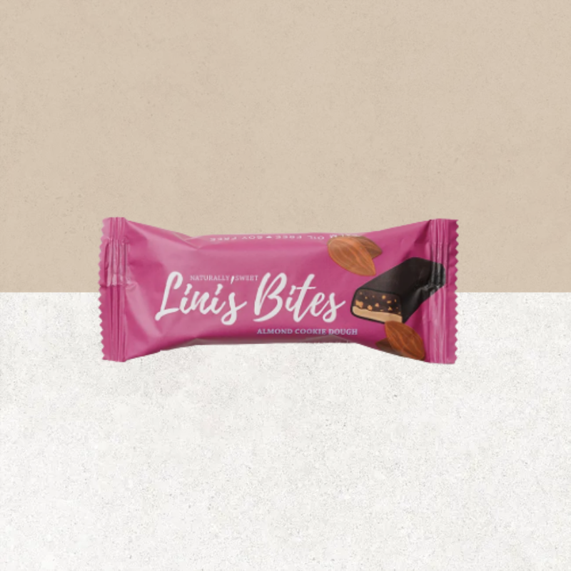 Barre au chocolat noir sans gluten et bio saveur amandes et cookie - Lini's Bites