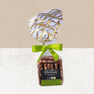 Sachet de croquants sans gluten chocolat au lait bio, noisettes, amandes et raisins – Dardenne