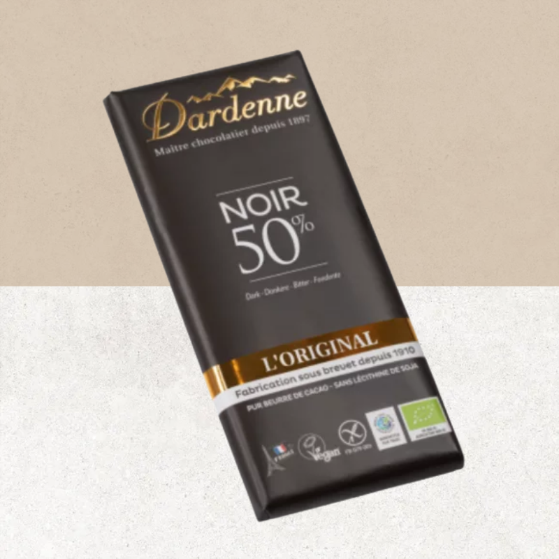 Tablette de chocolat noir bio 50 % cacao L'Original sans gluten – Dardenne