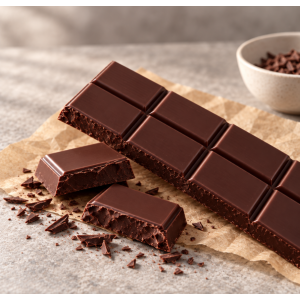 Suggestion de présentation de la tablette de chocolat noir corsé à pâtisser sans gluten et bio - Dardenne