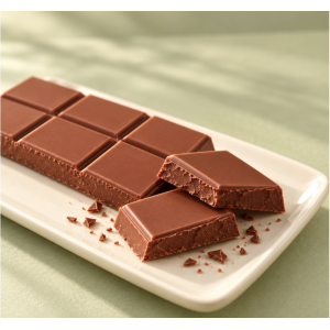 Suggestion de présentation de la tablette de chocolat au lait praliné sans gluten et bio - Dardenne