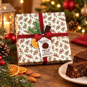 Présentation gâteau de Noël aux amandes sans gluten bio - La Biscuiterie de Provence