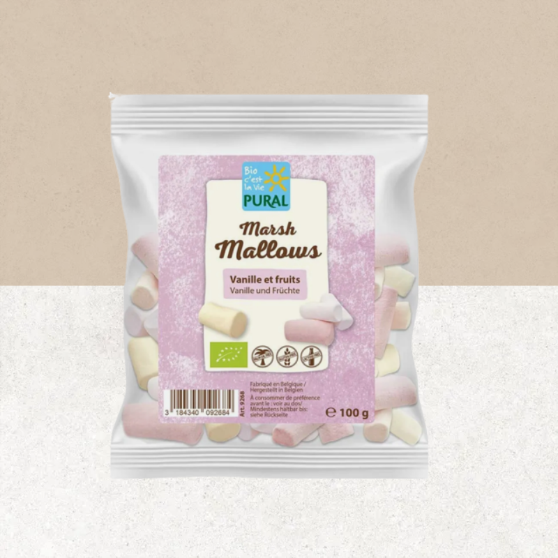 Sachet de guimauves bio sans gluten Vanille & Fruits 100 g – Pural