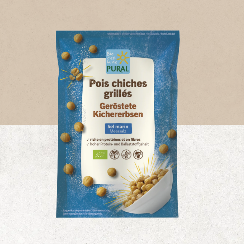 Sachet de pois chiches grillés bio au sel marin sans gluten – Pural