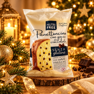 Panettone en portion individuelle sans gluten avec pépites de chocolat -ambiance Noel