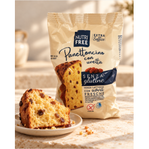 Suggestion de présentation du panettone sans gluten en portion individuelle avec raisins secs - Nutri free
