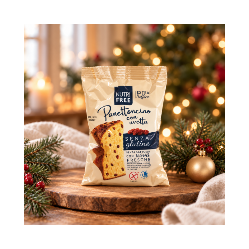 Sachet de panettone sans gluten en portion individuelle avec raisins secs - Nutri free