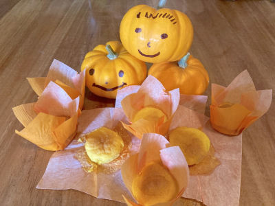 Gâteau d'Halloween sans gluten potiron et noix coco 